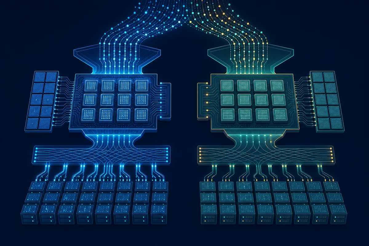 Editorial data-flow illustration for choosing a GPU by workload