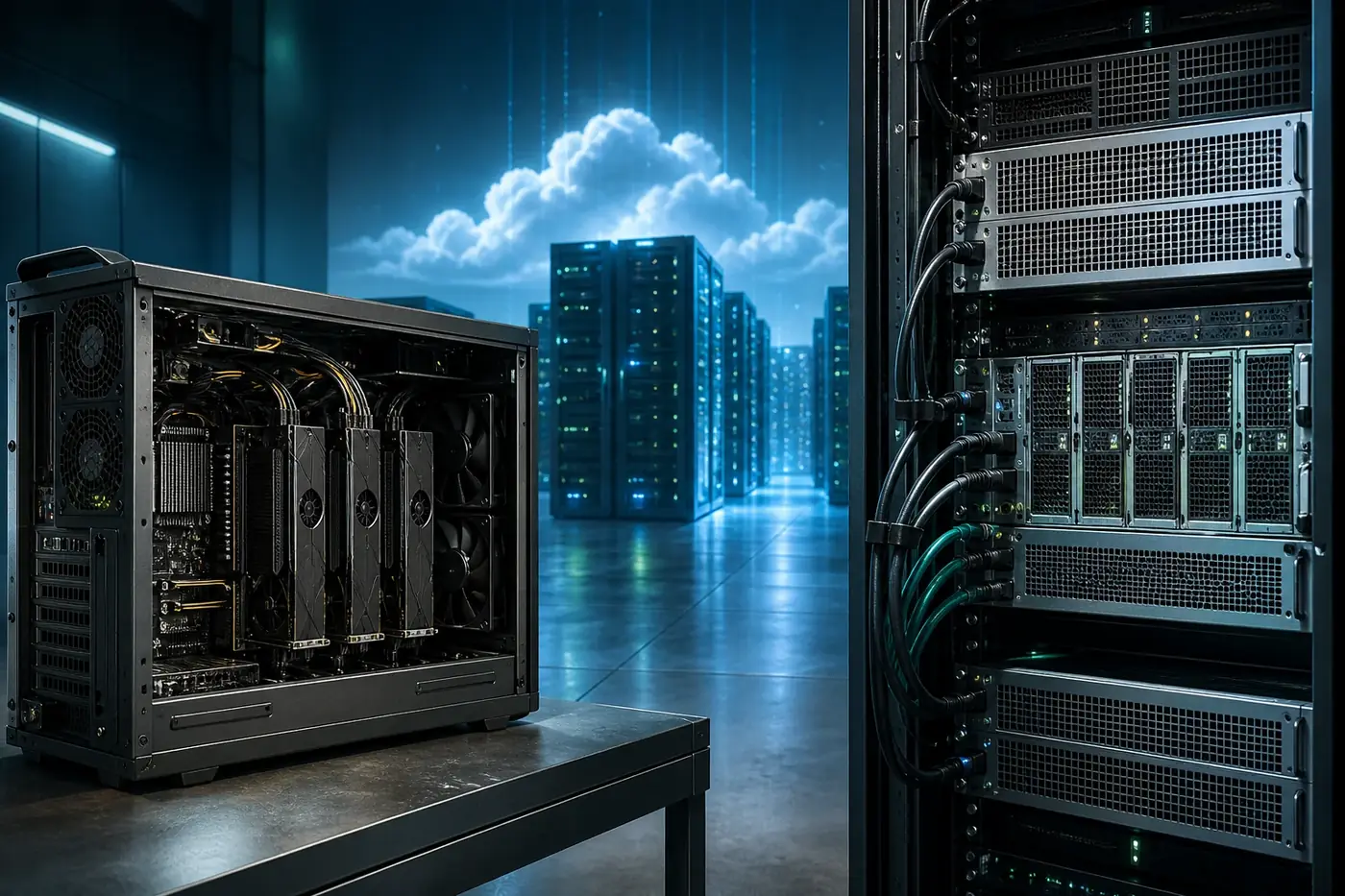 Budget multi-GPU workstation, rack server, and cloud data center options