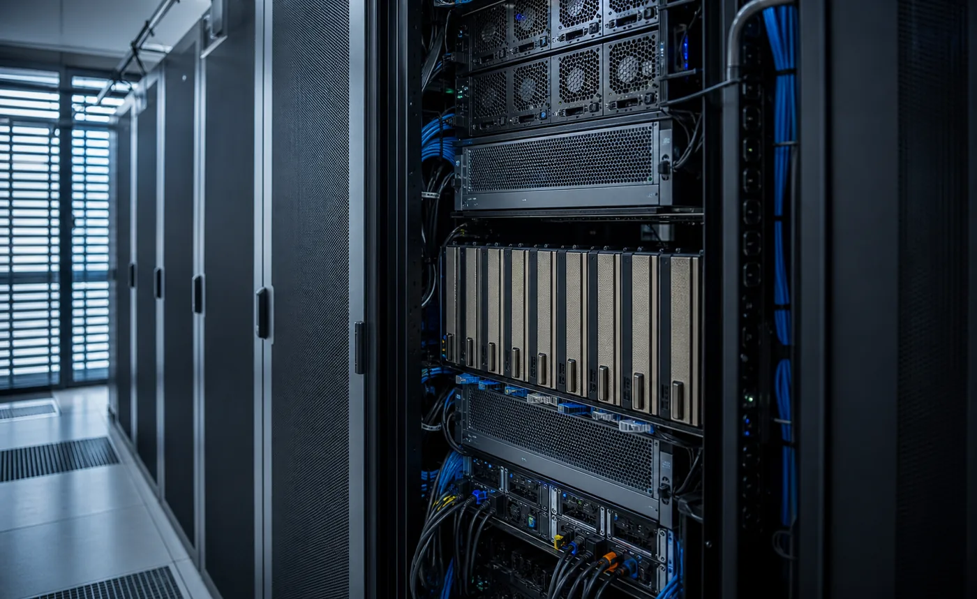 Enterprise GPU server installed in a data center rack